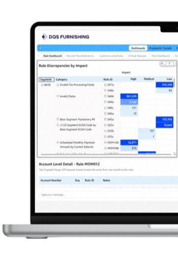 Data Quality Scanner dashboard showing risk-ranked furnishing discrepancies